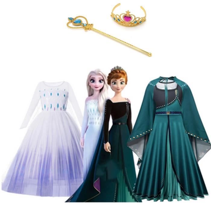 Robe de princesse Anna et Elsa pour filles tenue de bal en Tulle pour fête  d'anniversaire Costume de couronne reine des neiges Cospl