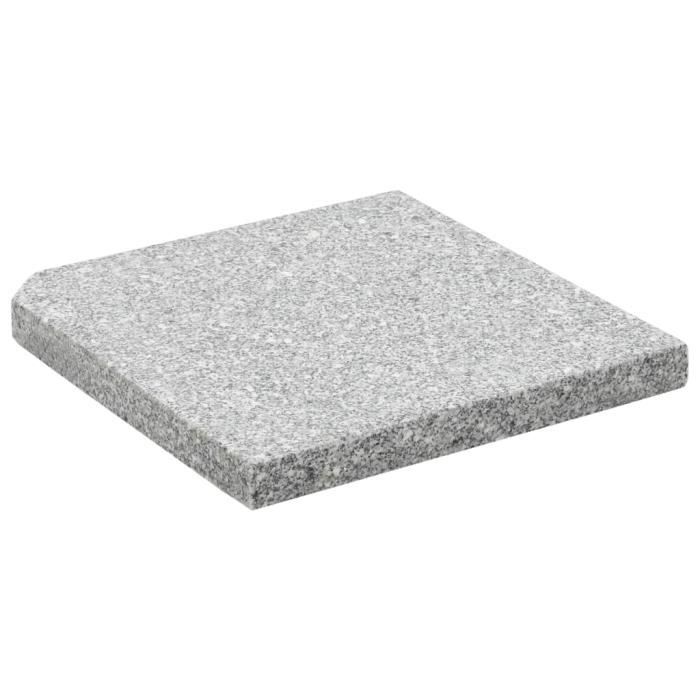 Socle De Parasol En Granit 30 Kg - Carré Gris, Avec Roulettes, Adaptateurs Pour Mâts 38 Et 48 Mm
