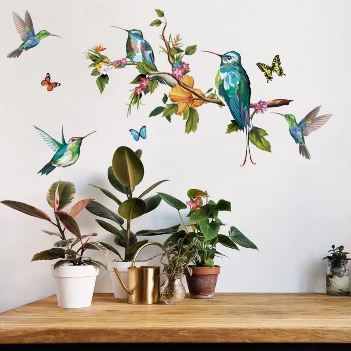 Wandsticker4U®- Vintage Stickers Muraux Colibri Sur La Branche (89X50 ...