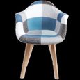 BenyLed Lot de 4 chaises de salle à manger en lin,chaises longues avec assise et pieds rembourrés (Bleu)-2