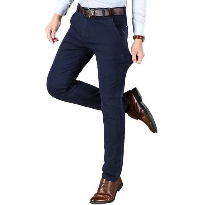 LVCBL Pantalon Chino Homme Stretch - Coupe Droite, Taille Élastique - Uni, Polyvalent Bureau/Décontracté