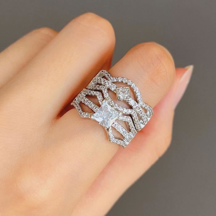 Set De 3 Bagues En Or Plaqué 14K YADOCA Pour Femme - Zirconium Cubique - Empilables