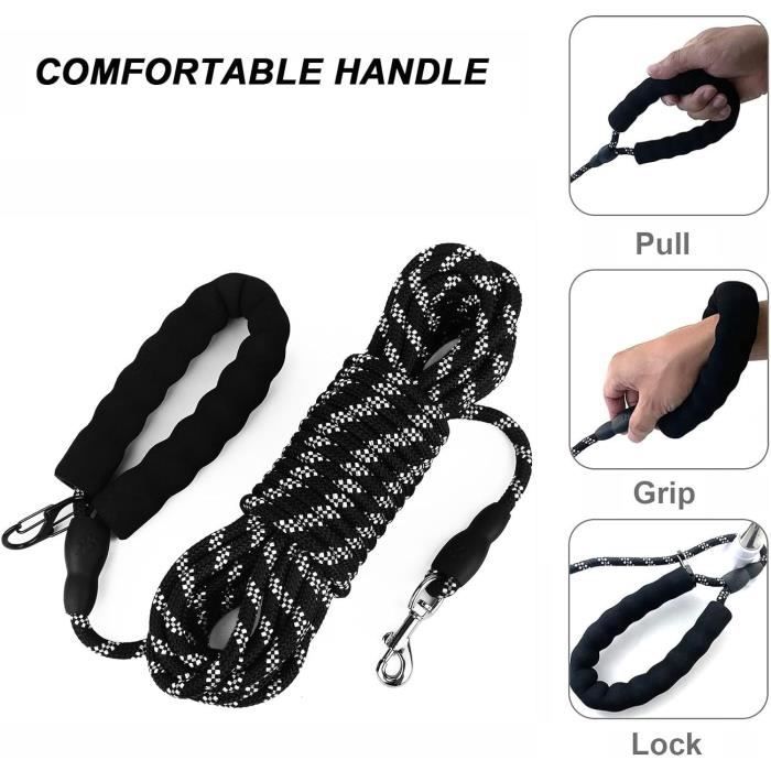 PETTOM Longe Pour Chien 5m/10m/15m, Longe Corde Dressage Réfléchissante, Longe D'attache Nylon