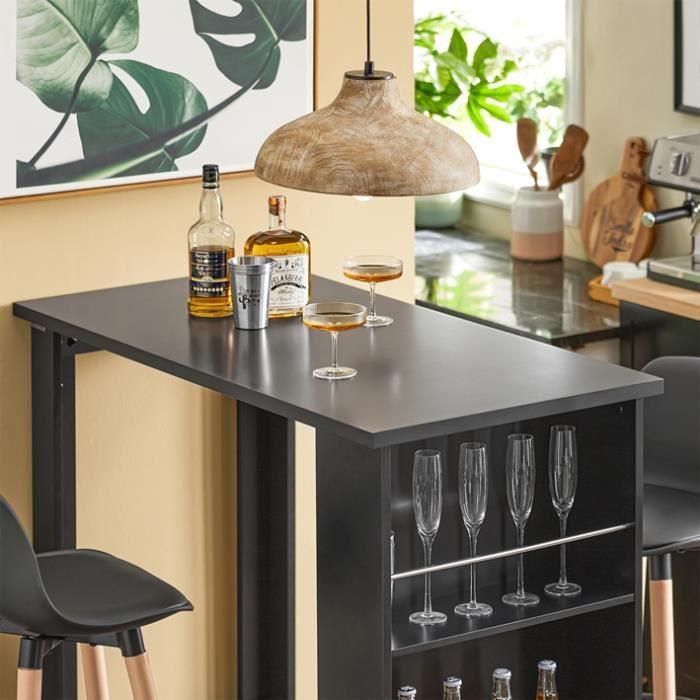 SoBuy FWT17-Sch Table Haute Table de Bar Mange-debout avec 3 étagères de  rangements – Noir - Cdiscount Maison