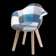 BenyLed Lot de 4 chaises de salle à manger en lin,chaises longues avec assise et pieds rembourrés (Bleu)-3