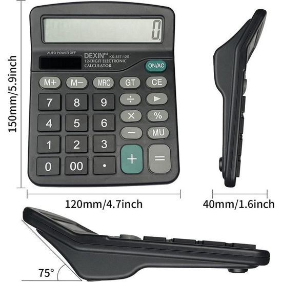 Calculatrice De Bureau Meichoon - Solaire Et Double Alimentation - Grand Écran 12 Chiffres - Vert