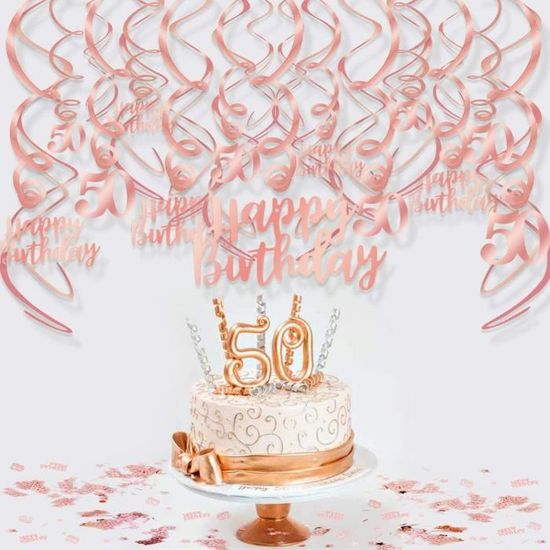 Or Rose 50 Ans Anniversaire Decorations Pour Femme Or Rose 50 Anniversaire Hanging Swirl Decorations Guirlande Joyeux Anniv 1079 Cdiscount Maison