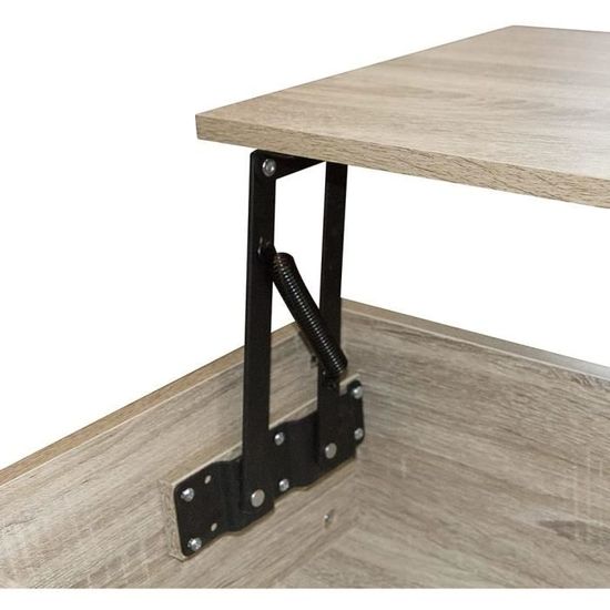 Style fonctionnel et moderne table basse extensible et r/églable en hauteur couleur bois HEUTE Table basse tr/ès robuste table de salon avec espace de rangement