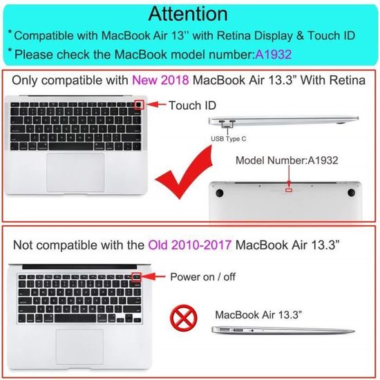Étui Housse MacBook Air 13 Pouce Coque Modèle A1932 (Neuf 2018 Version)  Luxe Rétro Antichoc PU Cuir -marron - Cdiscount Informatique
