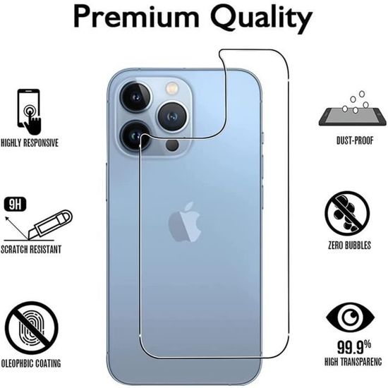 3 Films de protection verre trempé pour iPhone 13 écran , dos et caméra