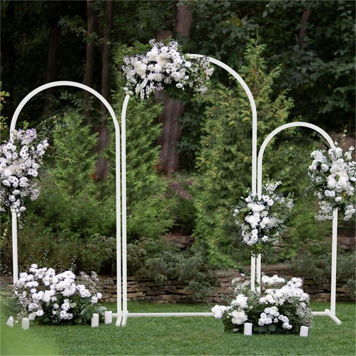 Arche Métallique Carrée Pour événements 3x6m - Mariage, Anniversaire, Décoration De Fond - Tube Fer Galvanisé, Réglable, Argenté