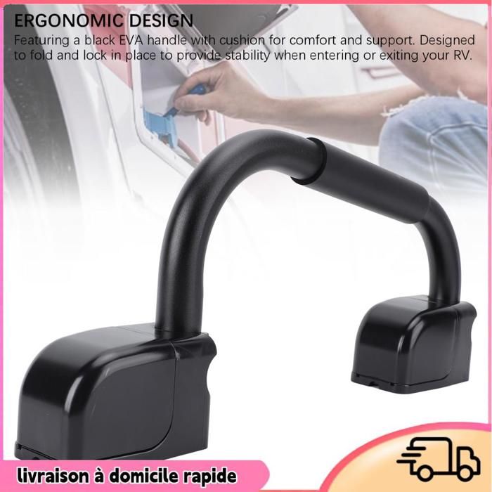 Poignée Pliable Pour Camping-Car - Assistance Porte En Alliage Aluminium Avec Grip EVA - Idéale Caravane & Van
