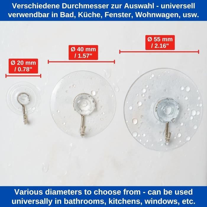 Crochets à Ventouses Métal - Lot De 2 Pour Porte, Fenêtre, Salle De Bain (support Amovible)