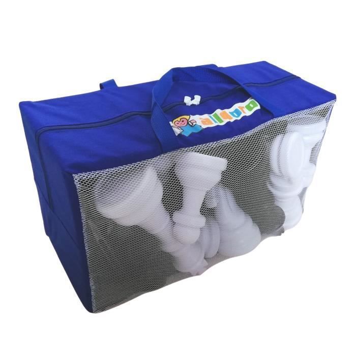alldoro 60080 Jeu d'échecs de Jardin, avec 32 pièces d'échecs, avec Sac de Transport, Grand Tapis de Jardin avec Motif d'échiquier, pour Enfants à partir de 3 Ans et Adultes