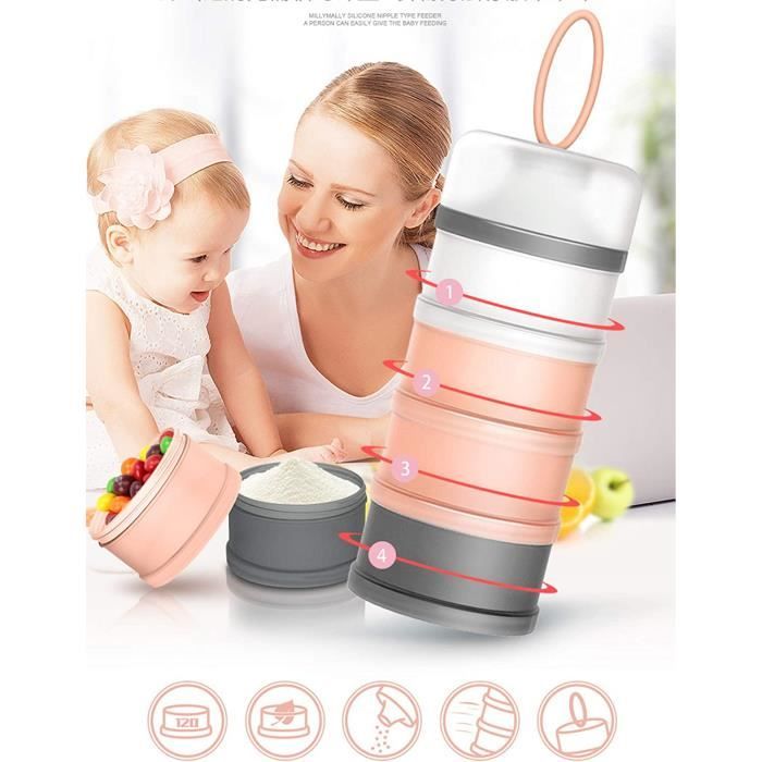 Boîte à Lait En Poudre Portable 4 Couches Avec Poignée - Distributeur Cochon Pour Bébé En Déplacement