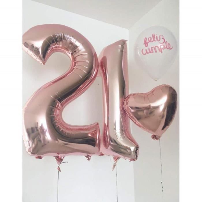 ZEEREE Fête Ballons D'hélium Foil Articles de Ballon 21 Ans pour  Anniversaire de Mariage Décoration, 40 Pouces (Or Rose) 1869 - Cdiscount  Maison