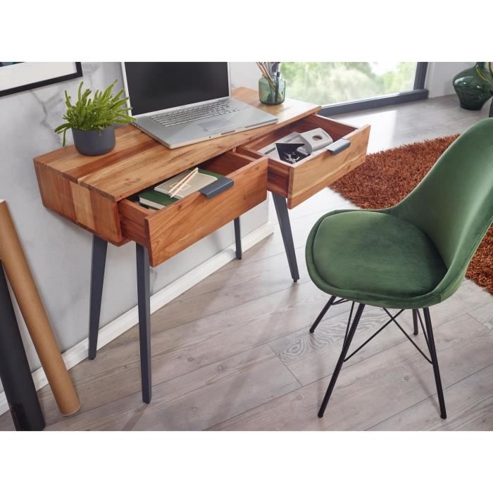 FineBuy table console 90 cm bureau acacia coiffeuse bois massif / métal -  Cdiscount Maison