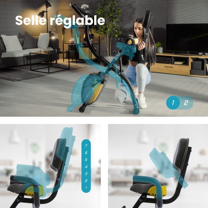 Hop-Sport Vélo D'appartement HS-3020X Quest, Roue D’inertie 4 Kg, Vélo Stationnaire Pliable X Bike Ecran Lcd Et 10 Niveaux De Resistance Magnetique