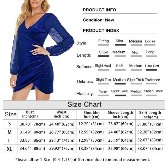 Amzbarley Robe De Cocktail à Manches Longues Et Col En V Pour Femme ...