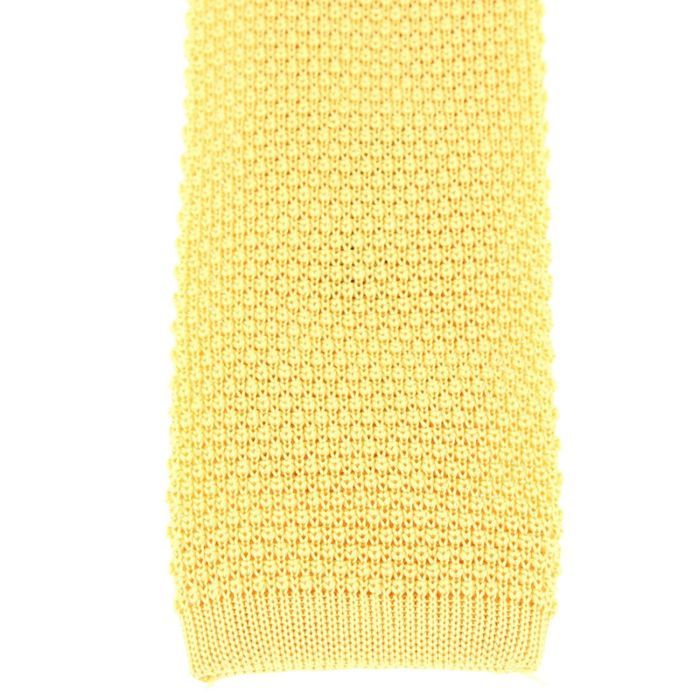 Cravate Tricot Soie Jaune Bouton D'or Tony & Paul - Fabriquée En Italie, Neuve Avec étiquette