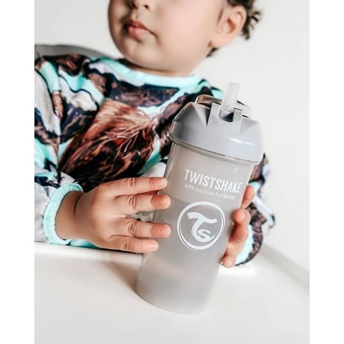 Tasse à bec avec paille - Twistshake - 360 ml - Biberon étanche - Sans BPA  - Entraînement - Enfants - Gris - Cdiscount Puériculture & Eveil bébé