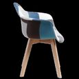 BenyLed Lot de 4 chaises de salle à manger en lin,chaises longues avec assise et pieds rembourrés (Bleu)-4