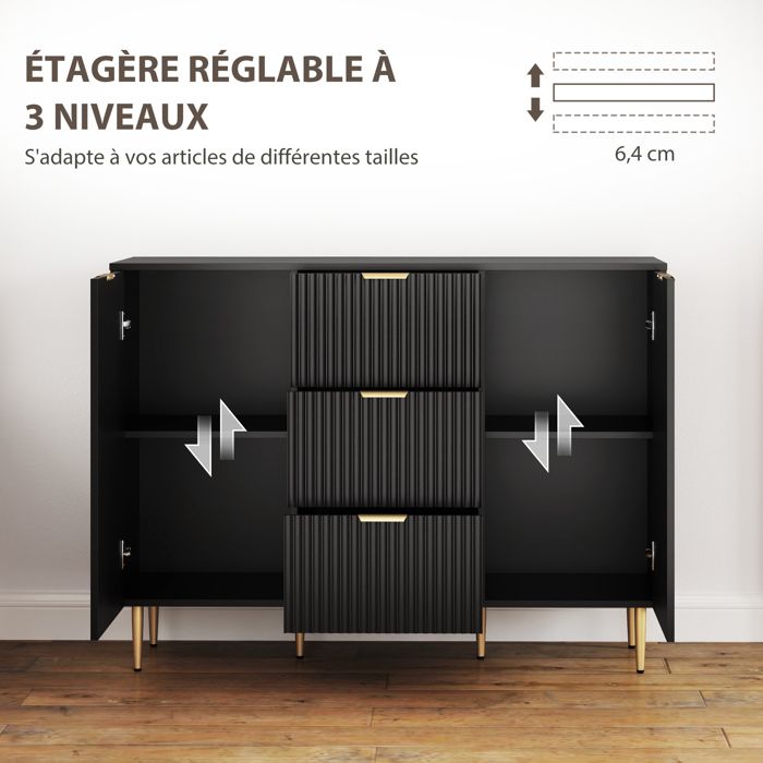 Buffet , Bahut Avec 4 Portes Et Tiroirs, Étagères Réglables, Meuble De Rangement Pour Salle A Manger 140 38 80 Cm Noir 97472372 Buffet , Bahut Avec 4 Portes Et Tiroirs, Étagères Réglables, Meuble De Rangement Pour Salle A Manger 140 38 80 Cm Noir 97472372