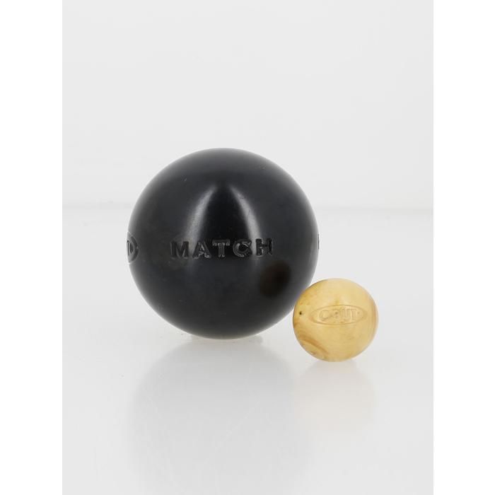 Obut Match Noire – Jeu De 3 Boules Pétanque 76mm, 700g, Acier Carbone, Demi-dure, 1 étoile, Housse Incluse
