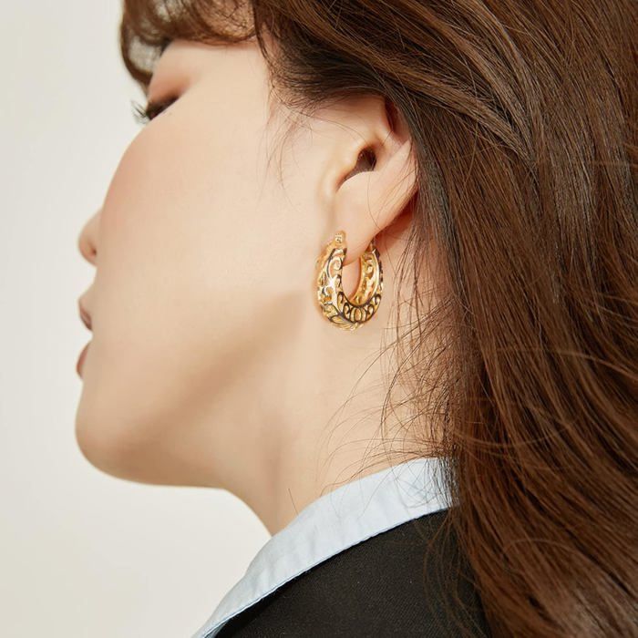 4 Paires Boucles D'Oreilles Créole Chunky Or Boucles D'Oreilles Cercle