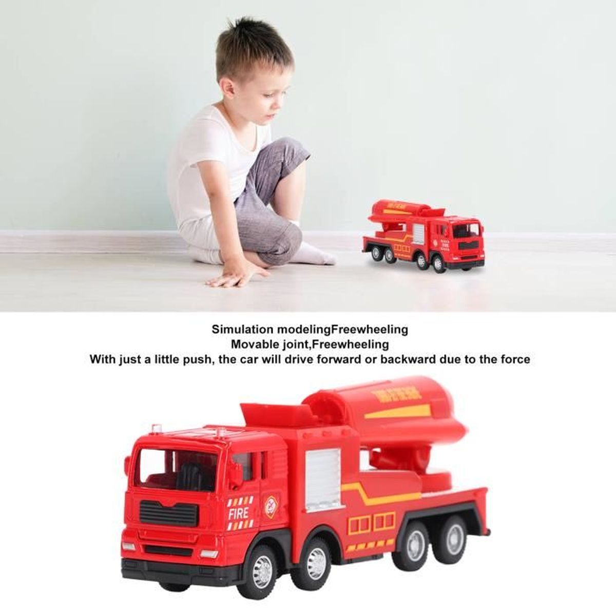 Atyhao Camion de pompier jouet 1:55 en alliage, cadeau d'anniversaire