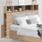 IDMARKET Tête de lit sur pied CLEO 145 cm avec rangements fermés et niches façon hêtre et noir