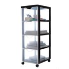 Iris Ohyama, Tour de rangement, Organisateur plastique, 4 tiroirs, 15 L - DDDC-304 - Noir - L37.5 x P29 x H81 cm