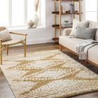 LIVABLISS Tapis de Salon à Poils Longs Doux Shaggy Bohème NURIA 160x220cm Camel/Ivoire