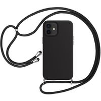 Coque Bandoulière Réglable Pour iPhone 12 (6.1") Noir Silicone Souple Léger Anti-Choc Couleur Unie