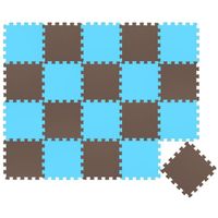 Tapis d'eveil Eva modele puzzle en mousse - 30 x 30 x 1 cm - Marron Bleu clair - Lot de 20 pieces