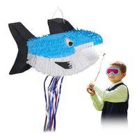 Relaxdays Pinata Requin, à suspendre, pour enfants, A remplir, anniversaire jeux décoration, bleu - 4052025280802