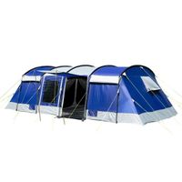 Tente de Camping Familiale Tunnel 8 personnes - Skandika Montana 8 - 3 cabines, 5000 mm, 4 entrées, marquise - Bleu