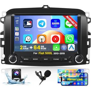 AUTORADIO Autoradio Carplay sans Fil avec GPS pour 500L 2013-2019 Android 13 7 Pouces 2G 64G Auto Radio Stéréo avec Bluetooth WiFi FM.[G429]