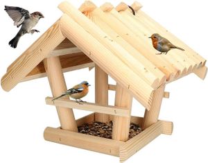 MANGEOIRE - TRÉMIE Mangeoire pour oiseaux en bois naturel Non peint à