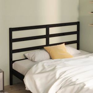 TÊTE DE LIT Tête de lit Noir - ATYHAO - 146x4x100 cm - Bois massif - Contemporain - Design