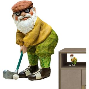 STATUE - STATUETTE   Figurine De Jardin En Résine Longue Barbe De Noël Gnome Golf Nain Décors En Résine Pour Jardin Patio Festif Décor Extérieur