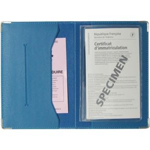 KARL LOVEN Porte-Papiers Pochette Carte Grise en Cuir Papier de Voiture  Etui 4 Volets Permis de Conduire Carte d'identité Assurance Bleu :  : Mode