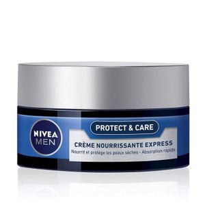 HYDRATANT VISAGE NIVEA MEN Protect & Care Crème Nourrissante Express (1 x 50 ml), Crème hydratante nourrissante pour les peaux sèches, soin visage