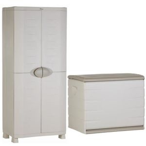 Armoire de rangement haute en résine TOOD - 3 tablettes - Gris - Cdiscount  Bricolage