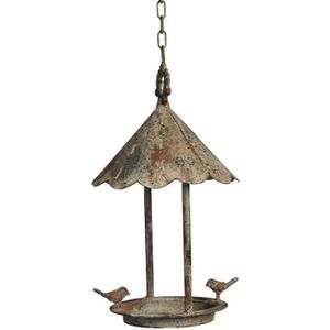Métal Vieilli Mangeoire à oiseaux avec parapluie Style Top /& petits oiseaux