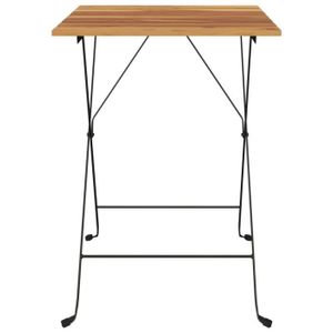TABLE DE JARDIN  Omabeta - Tables de jardin - Table de bistro pliante 55x54x71cm Bois de teck solide et acier HB13001
