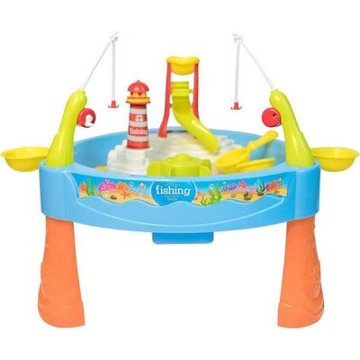 Table Eau Et Sable 60x42x44 Cm – Jeu De Pêche Sensoriel, 20+ Accessoires, Pompe à Batterie, Extérieur/Jardin, Dès 3 Ans