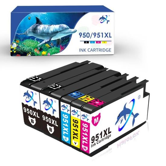 Lot De 8 Cartouches D'Encre Compatibles HP 950 & 951 (Inclut XL) - Noir, Cyan, Magenta, Jaune - Go Inks