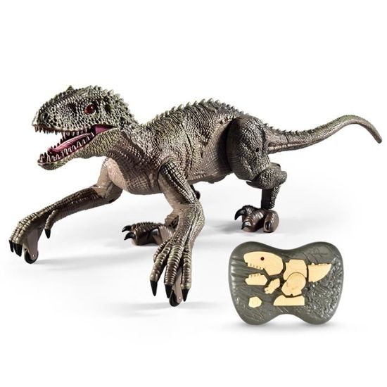 Dinosaure Télécommandé Vélociraptor Kizmyee - Rugissement, Lumière, Marche - Rechargeable USB