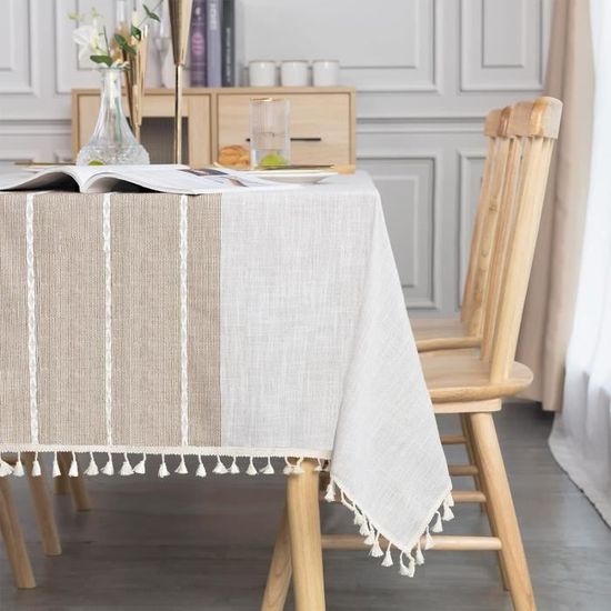Nappe Carree Coton Lin Vintage Decoration Table Cloth Tablecloth Square  140X140 Cm Tassel Nappe Pour Table De Cuisine[u160]